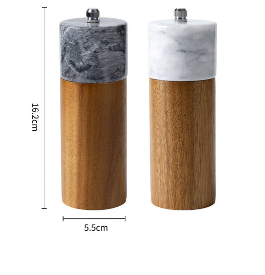 Marble & Wood Spice Grinder Set